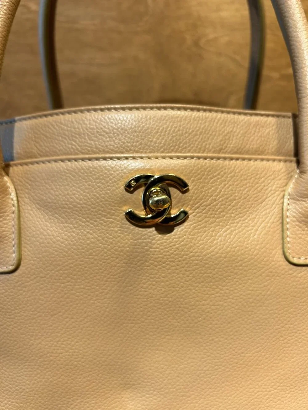 Authentic Chanel Executive Cerf Tote Bag - Tan Caviar Leather (Vintage)